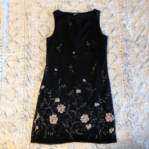 Vintage 90s Black sheer floral embroidered mini dress
